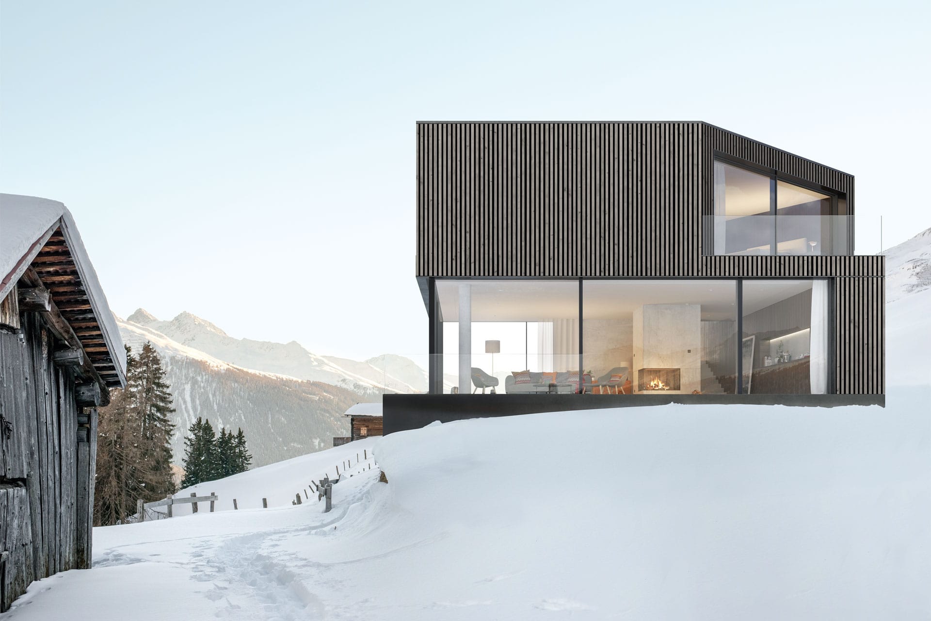 Haus mit Dreifachverglasung im Winter
